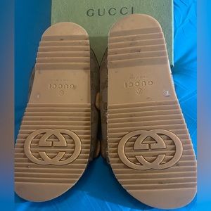 Women’s Gucci canvas slides tan